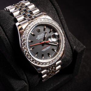 Black Silver Rolex with Diamonds